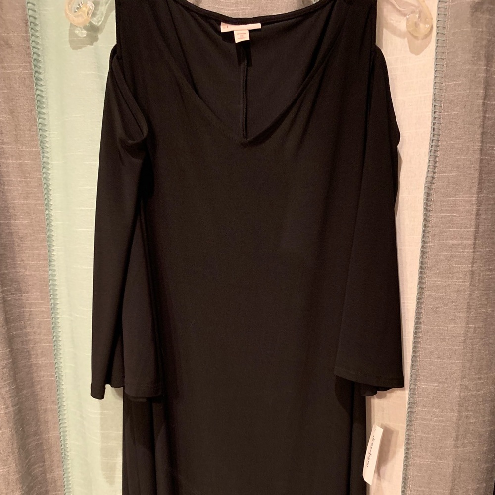 Black cold shoulder dress